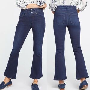 NYDJ High Rise Ava Flared Jeans Lift Tuck Technology MHYT8623 Size 00 Dark Wash